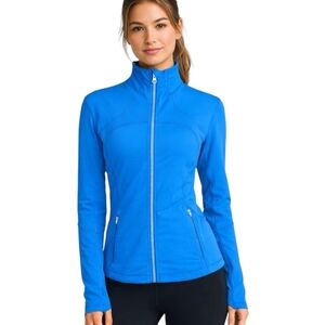 Lululemon Forme Jacket Women 8 Blue Full Zip Thumbholes Brushed